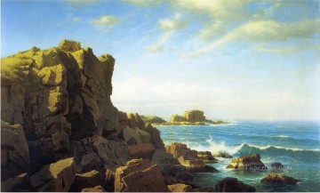  rock Oil Painting - Nahant Rocks scenery Luminism William Stanley Haseltine